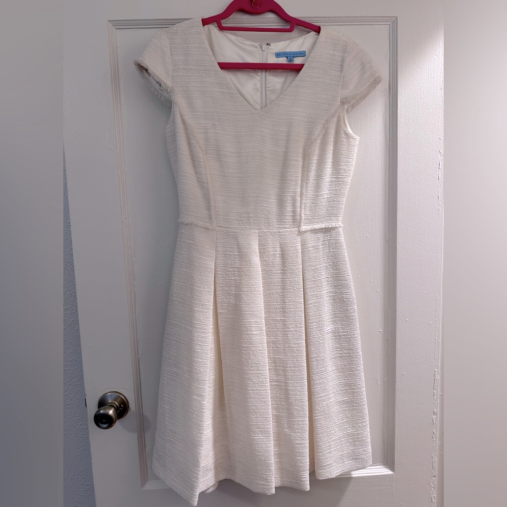 Antonio Melani Pleated Cream Dress